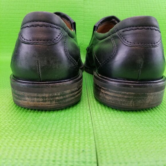 ✅Mens 44 Extra Wide ECCO Black Leather Slip on Apron Toe Dress Shoes Loafers main image 8